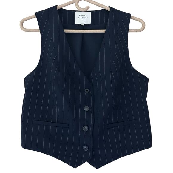 Maison d' Amelie Tops - Maison d’ Amelie pinstripe waistcoat vest navy blue academia preppy Tailored S